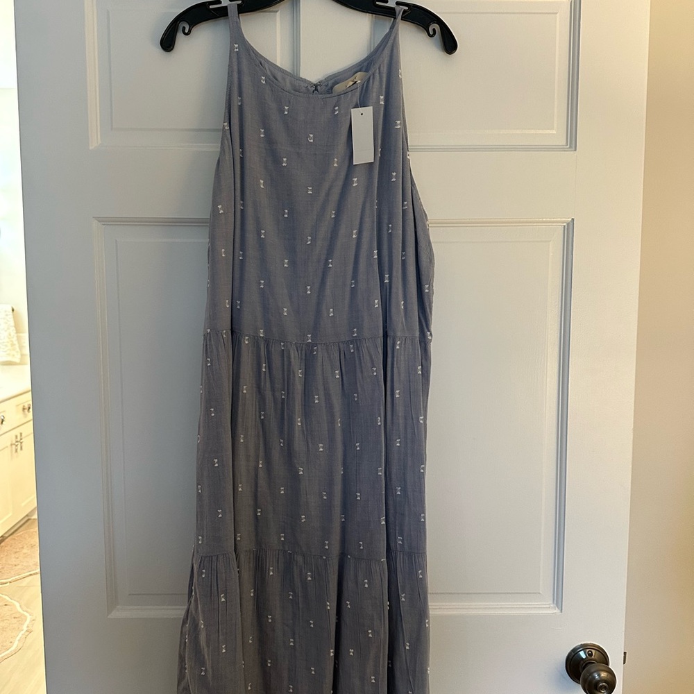 LOFT Light Blue Textured Dress